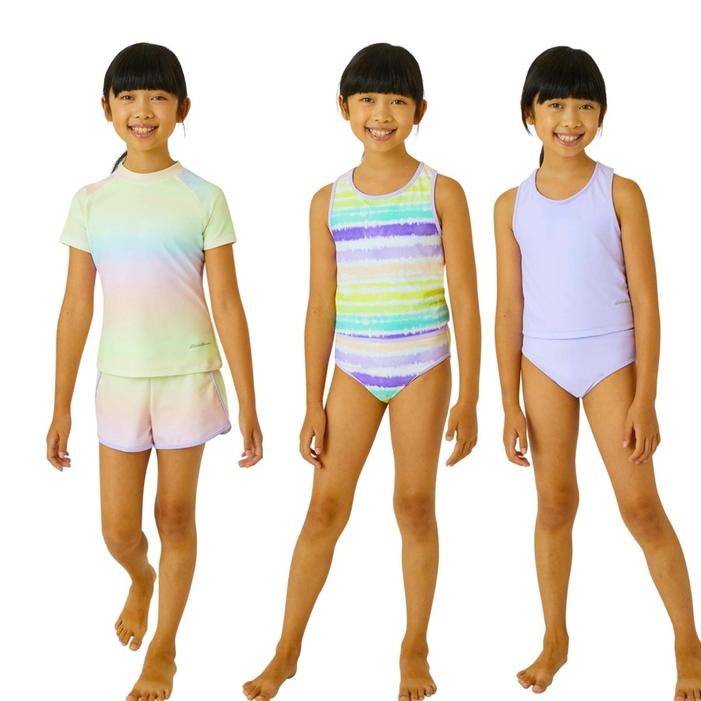 Eddie Bauer kids 4 piece mix & match reversible youth swim set